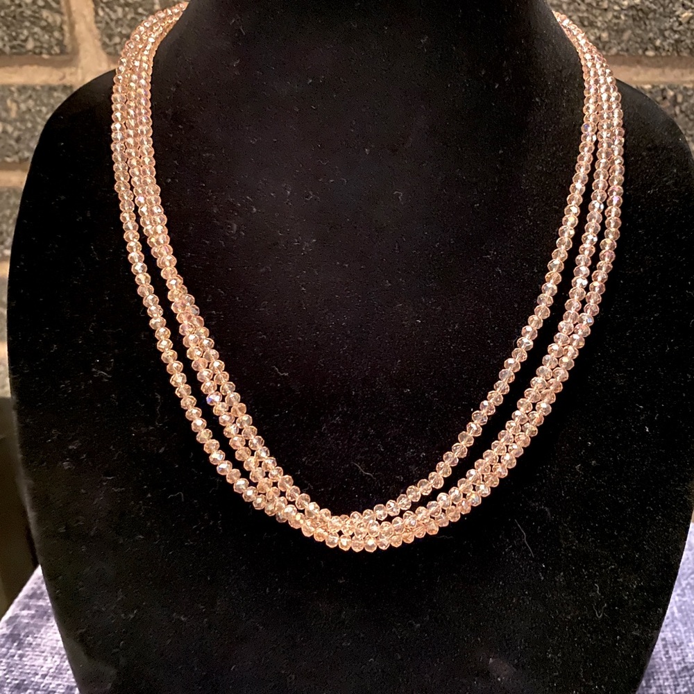 Pink crystal double necklace